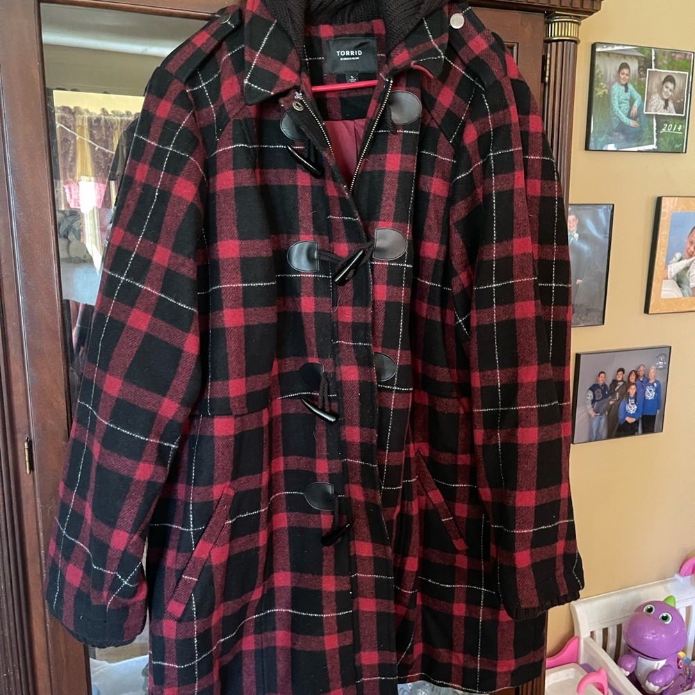 Plaid torrid hooded trench coat